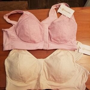 Set Of 2 NWT Emma Bras 3XL Front Closure Beige And Pink